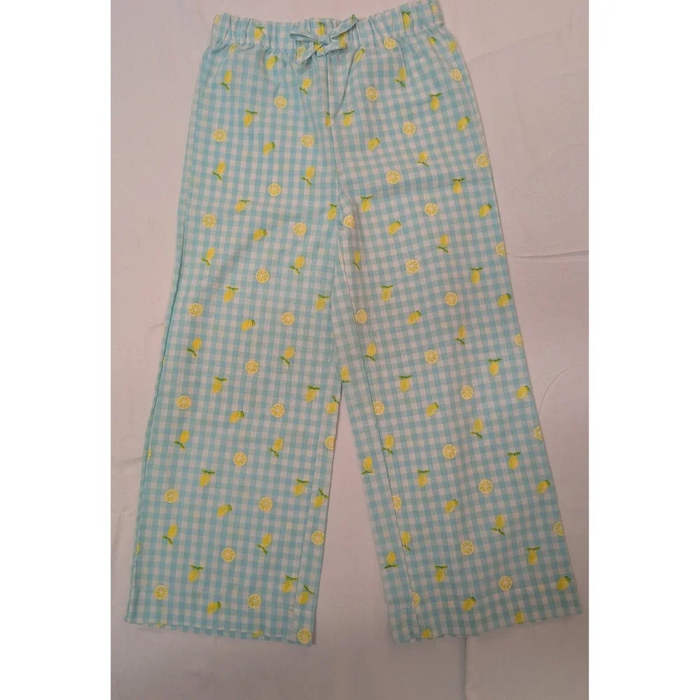 btween Girls Lemon Gingham Capri Pants Elastic Waist Size 6